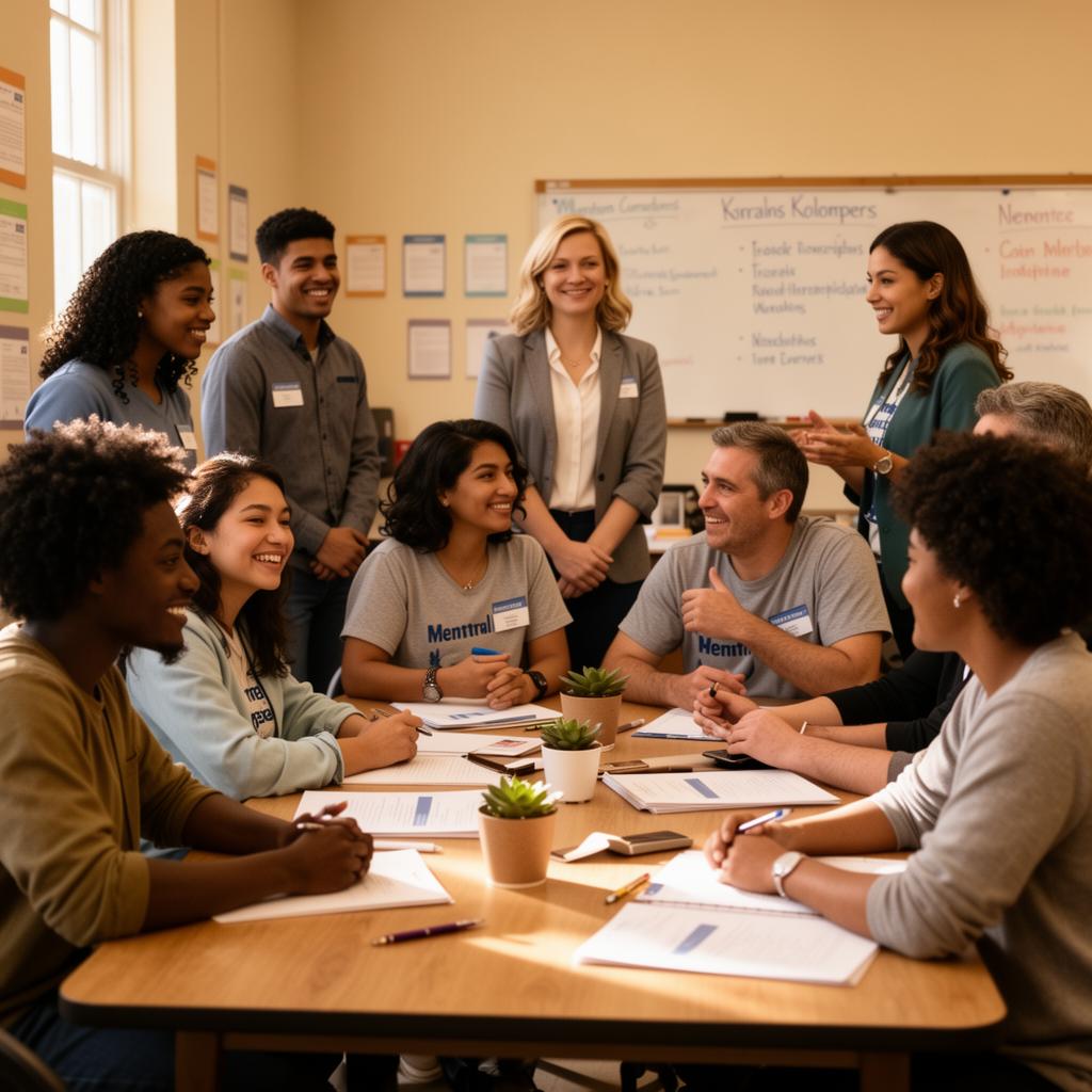 Diverse Southeast Texas mentors, volunteers, professionals, and young adults in a community workshop